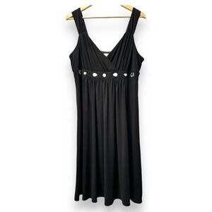 KSL Karin Stevens Black Rhinestone Empire Waist Cocktail Dress 16W 32510J